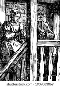 The Old Gravestone, vintage illustration