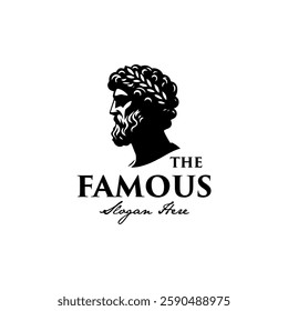 Old Greek Ancient Philosopher Figure Face Head Statue Sculpture Logo design