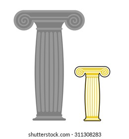 Old greek column. Vector illustration. Ancient stone high post