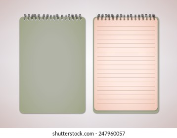 Old Green Color Blank Notebook Vector 