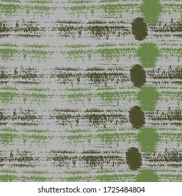 Old.  Green and dark green paintbrush lines horizontal seamless texture for backdrop. Hand drown paint strokes design. For cloth.