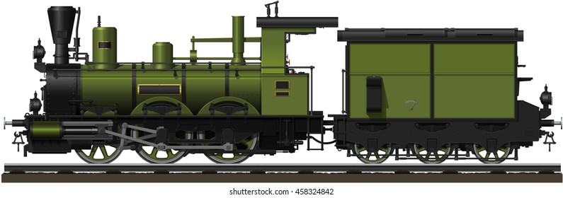 The old green steam locomotive 