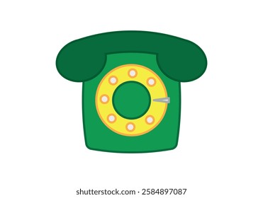 Old green telephone with dial ring