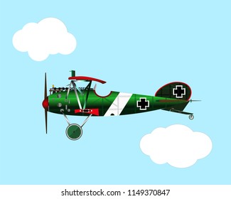 old green war biplane Albatros flight history
