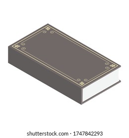 Old grey book isometric view isolated on white background