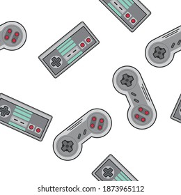 Old Grey Classics Game Console Seamless Pattern Vector Illustration