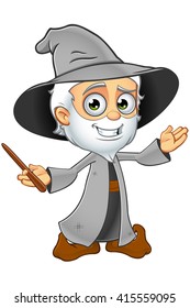 Old Grey Wizard Cartoon Character
