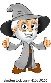 Old Grey Wizard Cartoon Character