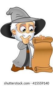 Old Grey Wizard Cartoon Character