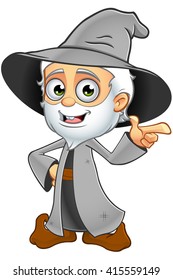 Old Grey Wizard Cartoon Character