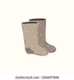 Old grey wool valenki, traditional Russian winter footwear. Vector illustration