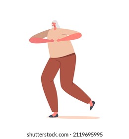 Old Grey-haired Woman Dancing. Elderly Female Character Leisure or Active Hobby. Cheerful Funky Senior Pensioner Dance Recreation, Fun and Relaxing on Party. Cartoon People Vector Illustration