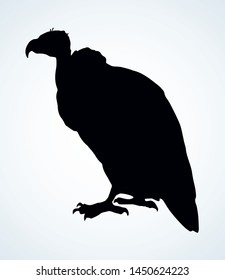 Old griffin gryphus eagle on light sky backdrop. Freehand outline black ink hand drawn aegypius claw logo pictogram design in retro art doodle engrave print style pen on paper text space. Closeup view