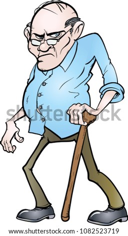 Old grouchy man vector illustration