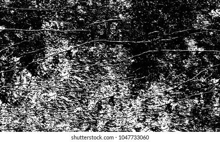 Old grunge background of black and white. Dark monochrome texture. Vector pattern of cracks, mud, chips, scuffs