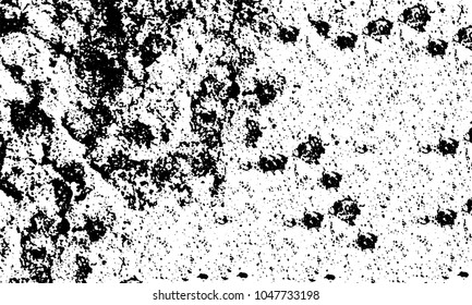 Old grunge background of black and white. Dark monochrome texture. Vector pattern of cracks, mud, chips, scuffs