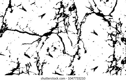 Old grunge background of black and white. Dark monochrome texture. Vector pattern of cracks, mud, chips, scuffs