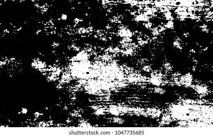 Old grunge background of black and white. Dark monochrome texture. Vector pattern of cracks, mud, chips, scuffs