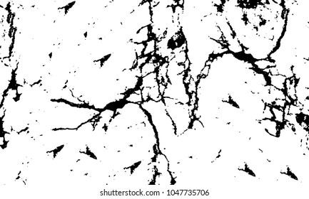 Old grunge background of black and white. Dark monochrome texture. Vector pattern of cracks, mud, chips, scuffs