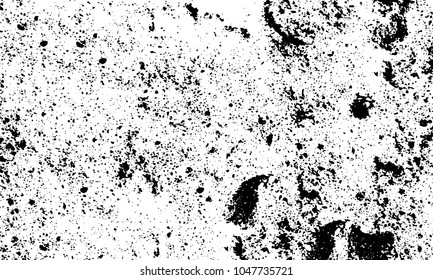Old grunge background of black and white. Dark monochrome texture. Vector pattern of cracks, mud, chips, scuffs