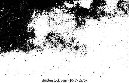 Old grunge background of black and white. Dark monochrome texture. Vector pattern of cracks, mud, chips, scuffs