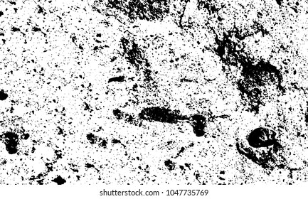 Old grunge background of black and white. Dark monochrome texture. Vector pattern of cracks, mud, chips, scuffs