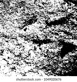 Old grunge background of black and white. Dark monochrome texture. Vector pattern of cracks, mud, chips, scuffs