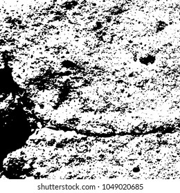 Old grunge background of black and white. Dark monochrome texture. Vector pattern of cracks, mud, chips, scuffs