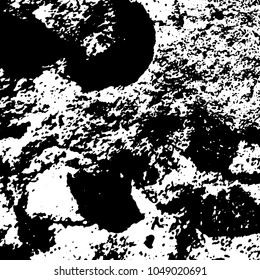 Old grunge background of black and white. Dark monochrome texture. Vector pattern of cracks, mud, chips, scuffs