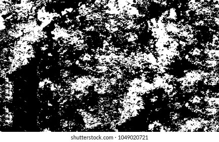 Old grunge background of black and white. Dark monochrome texture. Vector pattern of cracks, mud, chips, scuffs