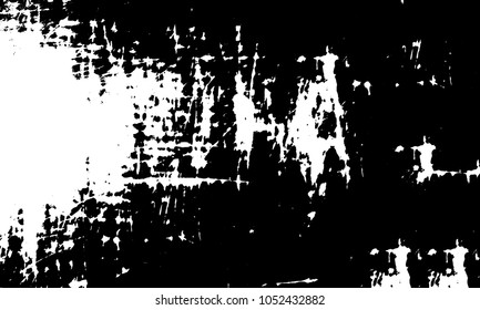 Old grunge background of black and white. Dark monochrome texture. Vector pattern of cracks, mud, chips, scuffs