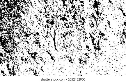 Old grunge background of black and white. Dark monochrome texture. Vector pattern of cracks, mud, chips, scuffs