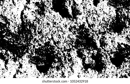 Old grunge background of black and white. Dark monochrome texture. Vector pattern of cracks, mud, chips, scuffs