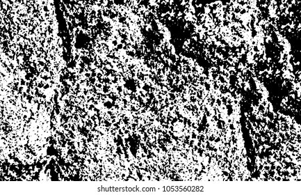 Old grunge background of black and white. Dark monochrome texture. Vector pattern of cracks, mud, chips, scuffs