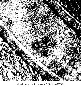Old grunge background of black and white. Dark monochrome texture. Vector pattern of cracks, mud, chips, scuffs