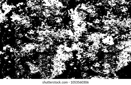 Old grunge background of black and white. Dark monochrome texture. Vector pattern of cracks, mud, chips, scuffs