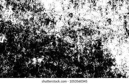 Old grunge background of black and white. Dark monochrome texture. Vector pattern of cracks, mud, chips, scuffs