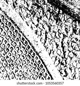 Old grunge background of black and white. Dark monochrome texture. Vector pattern of cracks, mud, chips, scuffs