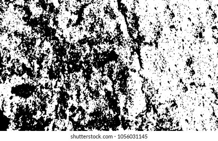 Old grunge background of black and white. Dark monochrome texture. Vector pattern of cracks, mud, chips, scuffs