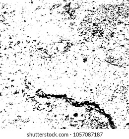 Old grunge background of black and white. Dark monochrome texture. Vector pattern of cracks, mud, chips, scuffs