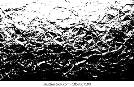Old grunge background of black and white. Dark monochrome texture. Vector pattern of cracks, mud, chips, scuffs