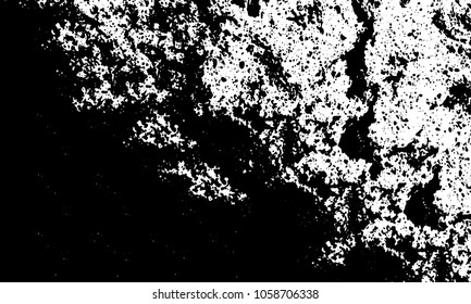 Old grunge background of black and white. Dark monochrome texture. Vector pattern of cracks, mud, chips, scuffs
