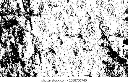 Old grunge background of black and white. Dark monochrome texture. Vector pattern of cracks, mud, chips, scuffs