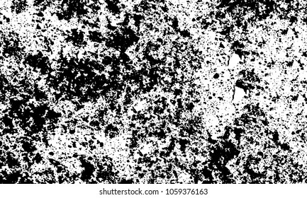 Old grunge background of black and white. Dark monochrome texture. Vector pattern of cracks, mud, chips, scuffs