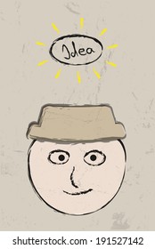 old grunge background with head and idea