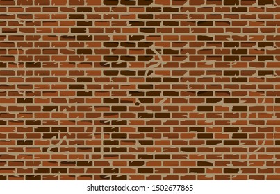 old grunge brick wall background vector illustration