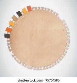 Old Grunge Circle Paper with Bookmark Vector