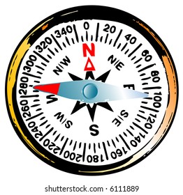 Old grunge compass (vector)