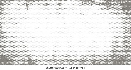 Old grunge dotted background. Abstract distress frame. Halftone effect classic designs.