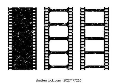 Iconos vectoriales de tiras de película de gruns antiguos aislados en fondo blanco